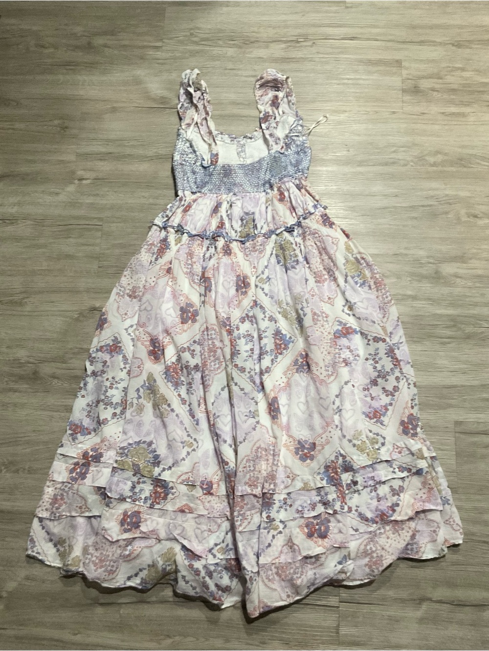 Free People Forever Favorite Lavender Paisley Smocked Maxi Dress Size Medium - Picture 5 of 16
